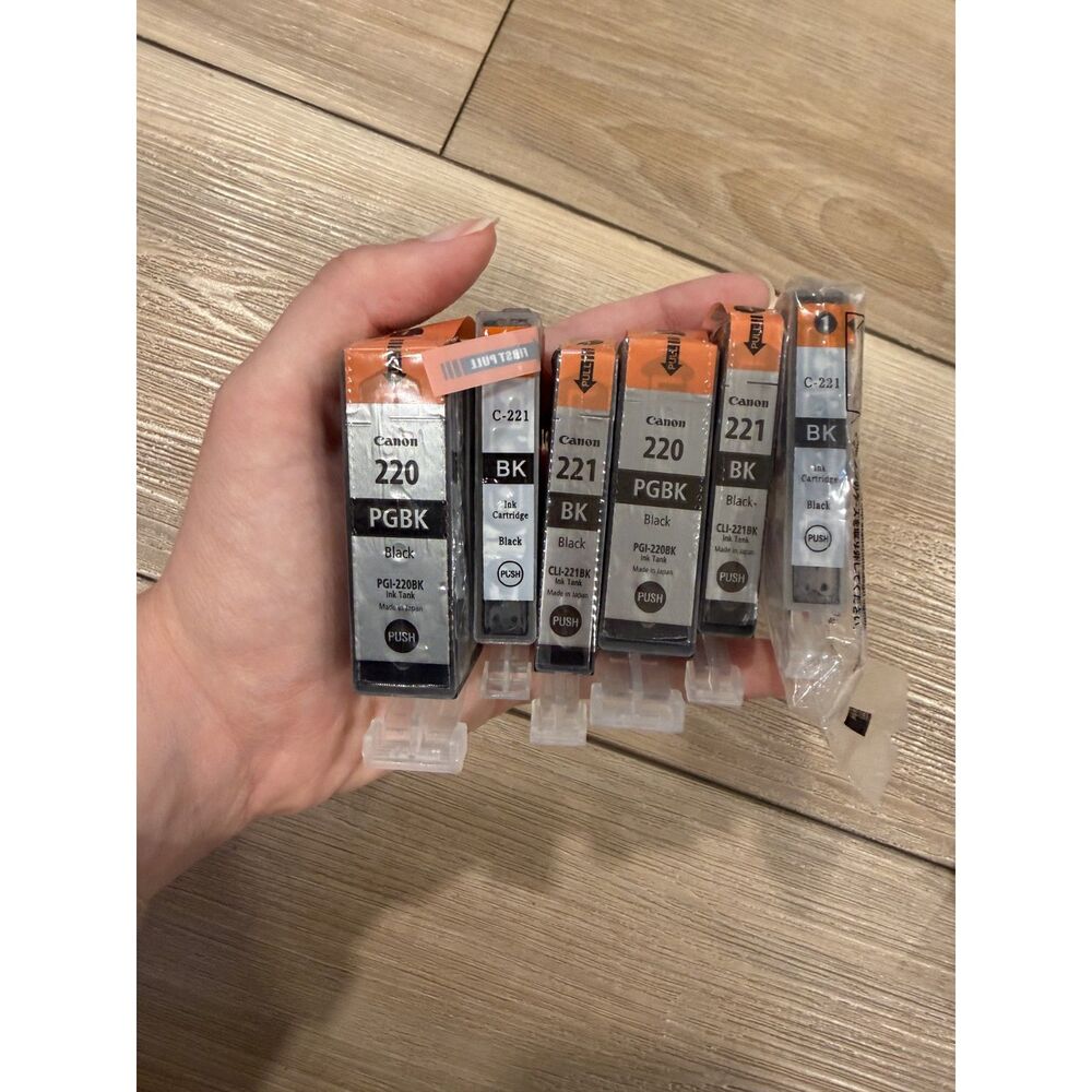 6 Canon PIXMA 220 and 221 Black Printer Ink